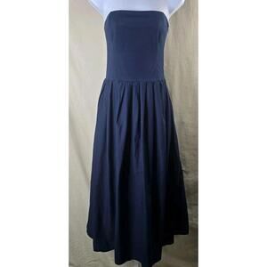 ZARA Strapless Poplin Dress Navy Women’s S Excellent Condition